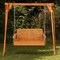 Costway Porch Swing Wood Outdoor Patio Hanging Bench Chair for Garden Backyard White/orange